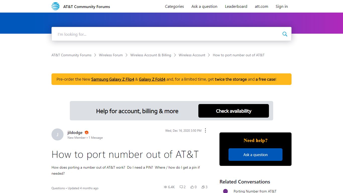 ‎How to port number out of AT&T | AT&T Community Forums